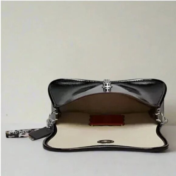 Coach Mini Wavy Dinky Bag Crinkle Patent Coachtopia Black Leather CQ853 - Picture 12 of 14